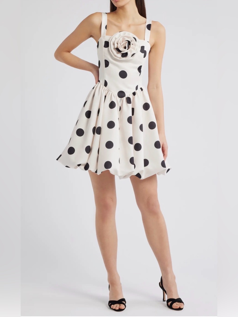 Polka Dot Rosette Detail Cocktail Minidress NWT